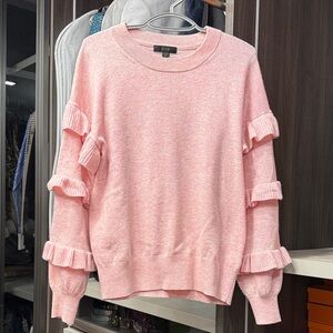J. Crew Soft Pink Ruffle Sweater - wool